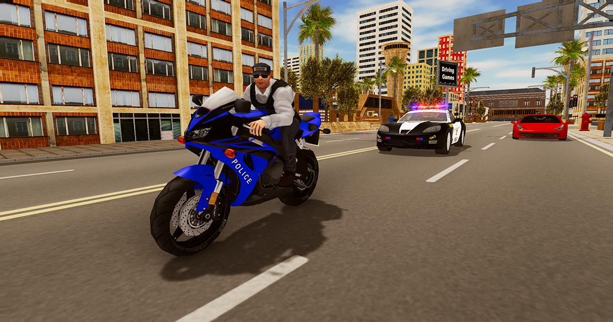 Image Police Chase Motorbike Driver
